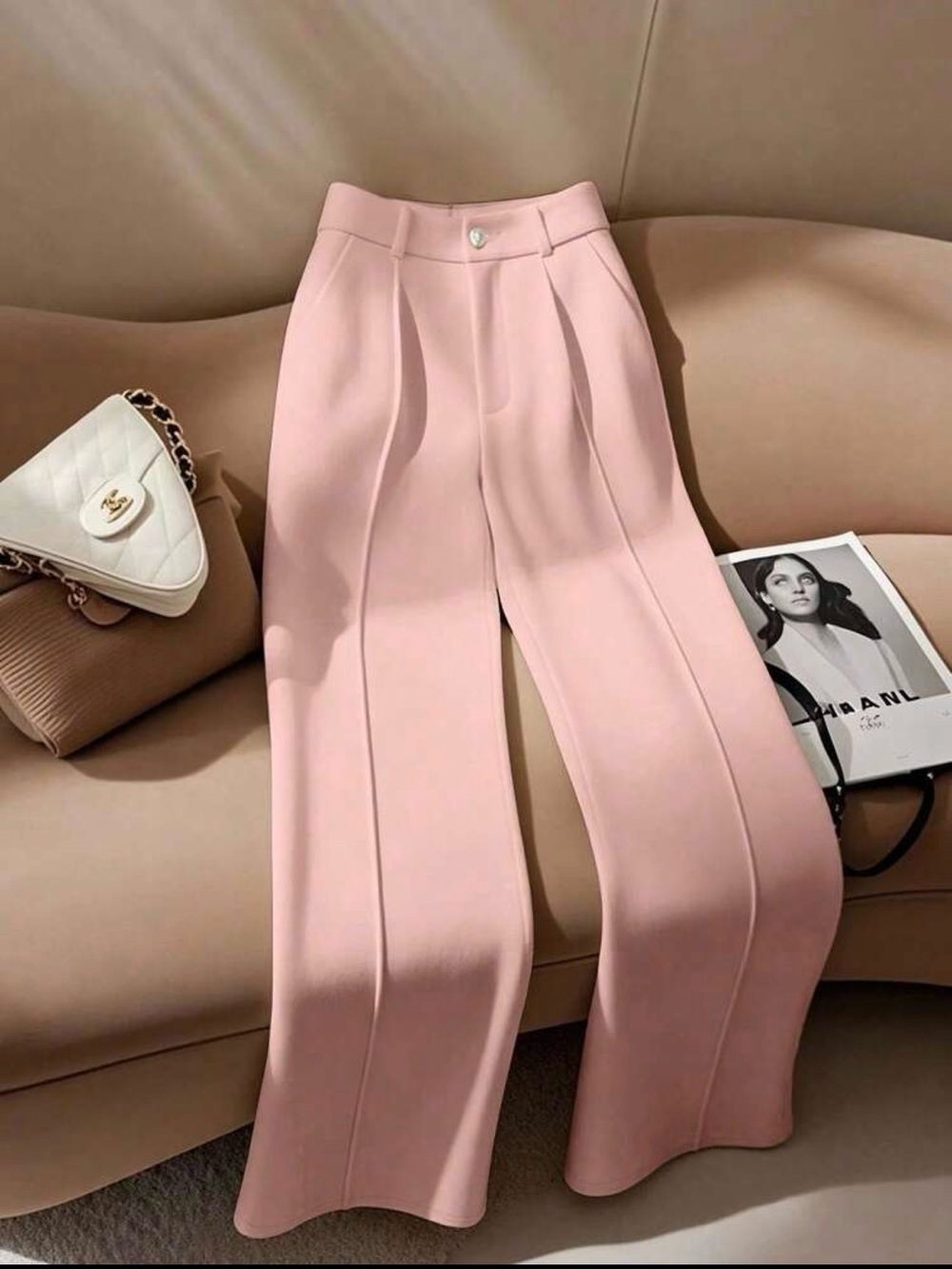 Indossare Wide-Leg High-Rise Pink Trousers